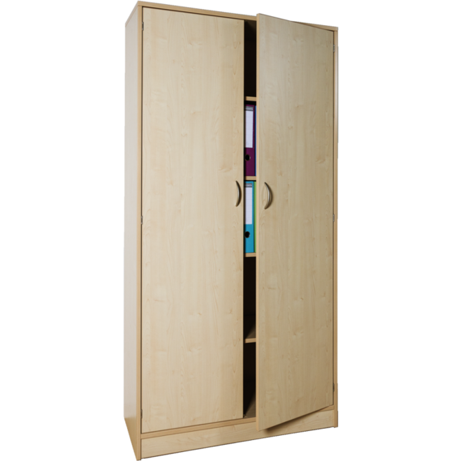 Hoge kast, 100 × 40 × 188 cm,  2 deuren, 4 legplanken