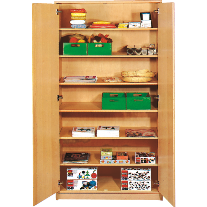 Hoge kast, ahorn, 100 × 58 × 188 cm, 2 deuren, 5 legplanken