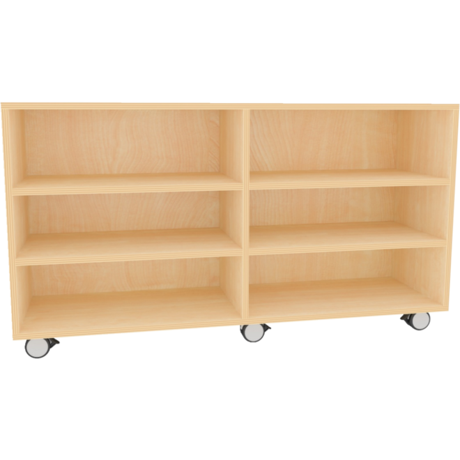Materiaalkast Basic 139 cm breed, ahorn, 4 legplanken, op wielen