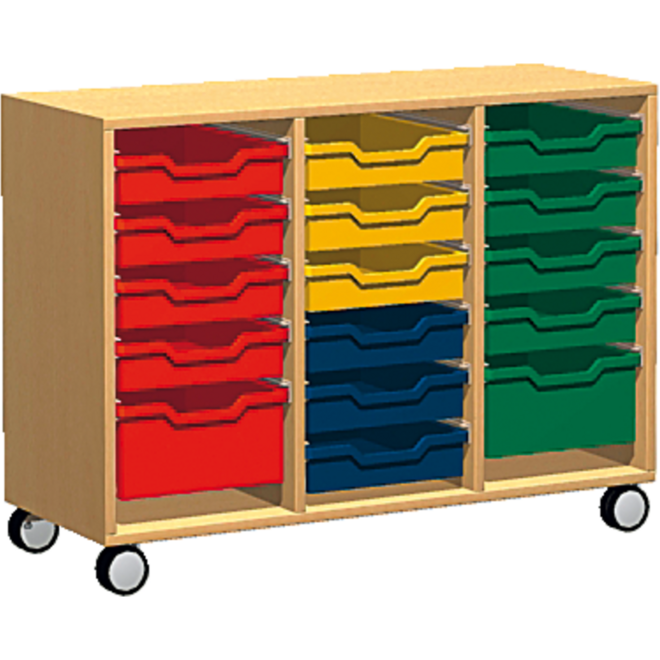 Materiaalkast Basic 105 cm breed, ahorn, zonder laden, op wielen