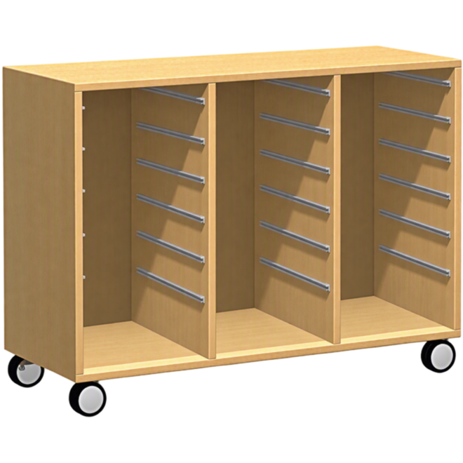 Materiaalkast Basic 105 cm breed, beuken, zonder laden, op wielen