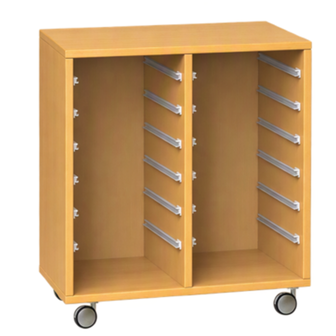 Materiaalkast Basic 71 cm breed, ahorn, zonder laden, op wielen
