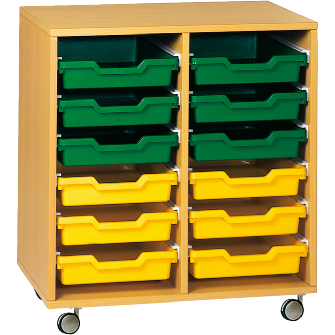 Materiaalkast Basic 71 cm breed, beuken, zonder laden, op wielen