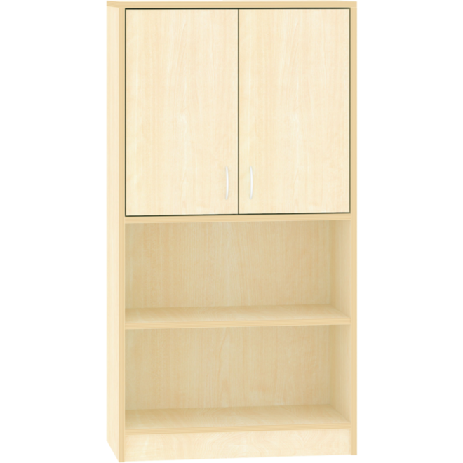 Kast half open, ahorn, 77 × 40 × 146 cm, 2 deuren boven, 2 legplanken