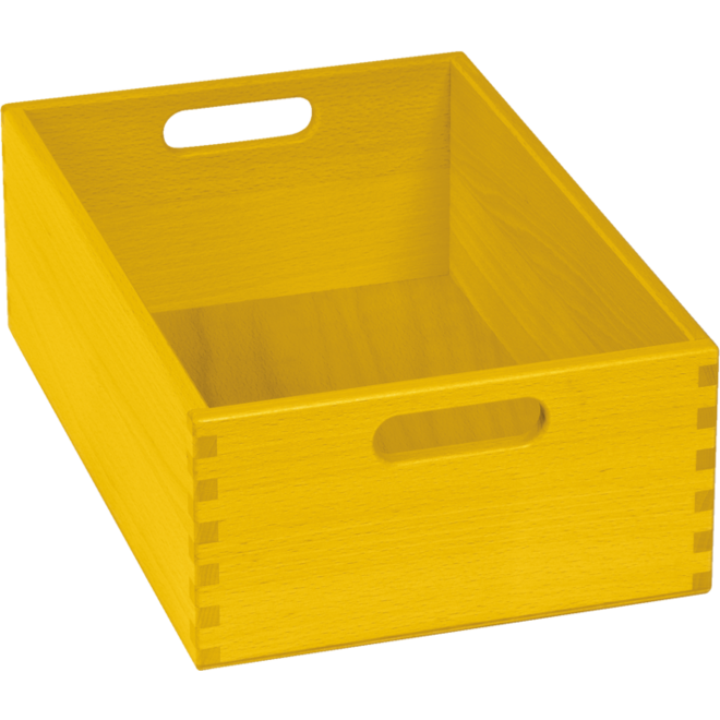 Bak t.b.v. materialkast 6503023 en 6503024, gebeitst, 23x35x12cm, geel