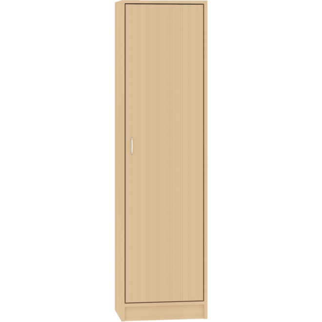 Hoge kast, beuken, 51 x 40 x 188 cm, 1 deur rechtsdraaiend, 4 legplanken