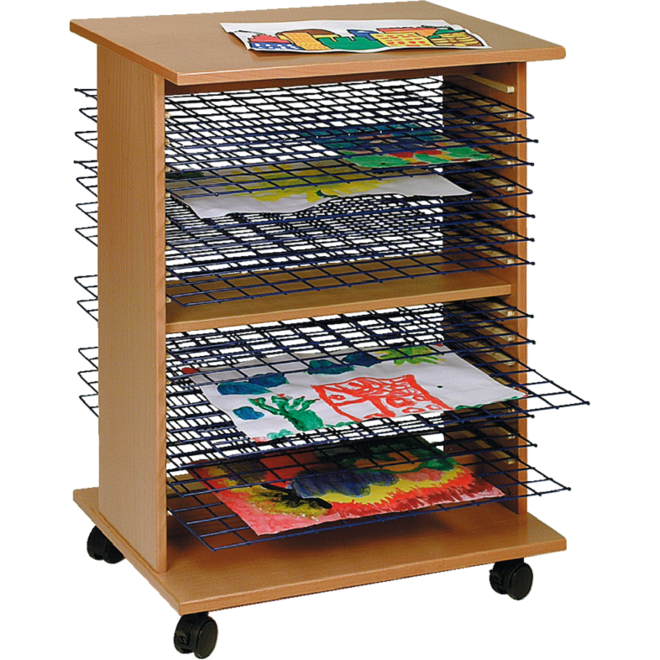 Hobbywagen, beuken, met 15 rekken verrijdbaar 59 × 45 × 75 cm, gemonteerd geleverd
