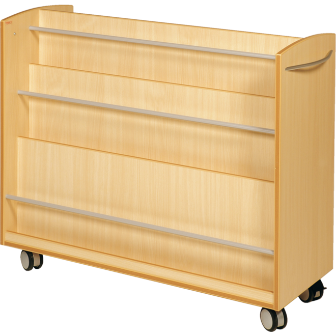 Boekenwagen, ahorn, 2-zijdig verrijdbaar, 105 × 40 × 89 cm