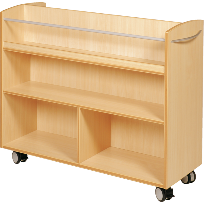 Boekenwagen, beuken, 2-zijdig verrijdbaar, 105 × 40 × 89 cm