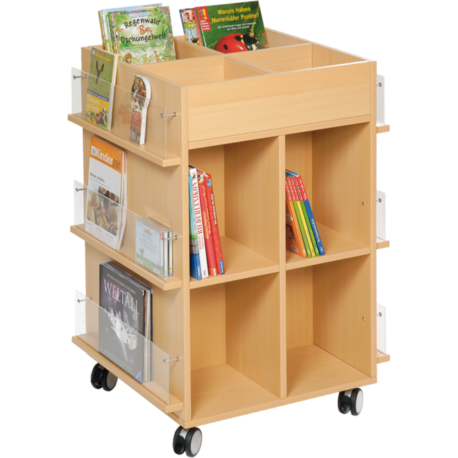 Boekentoren, ahorn verrijdbaar 60 × 70 × 101 cm