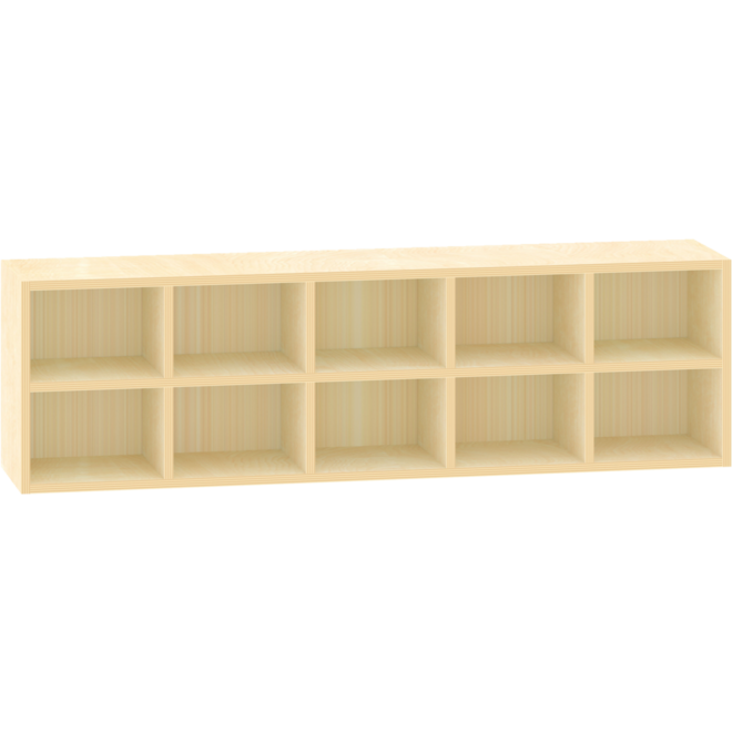 Vakken hangkast, 10 vakken, 125 × 27,5 × 36,5 cm, ahorn
