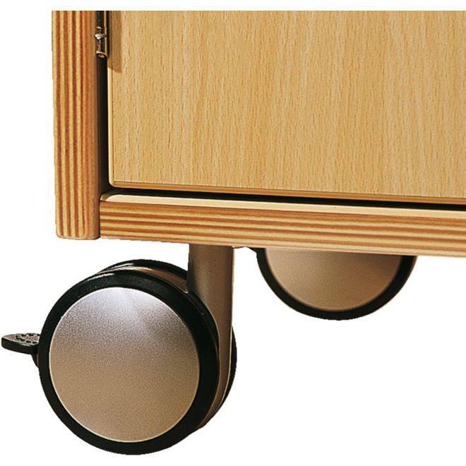 Zwenkwielen tbv kast, set van 4 waarvan 2 geremd, 8,5 cm hoog
