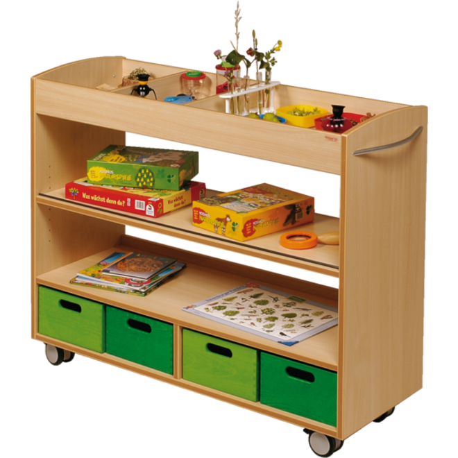 Materiaalwagen Lotte, 2 zijdig verrijdbaar , ahorn, 105 x 40 x 89 cm