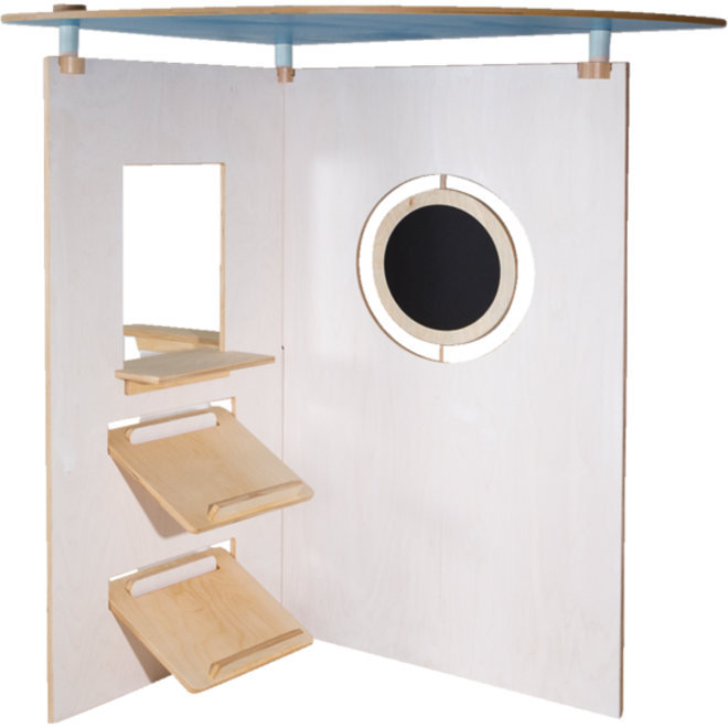 Speelwand Klax garderobe met spiegel, wit gebeitst (inclusief montage)