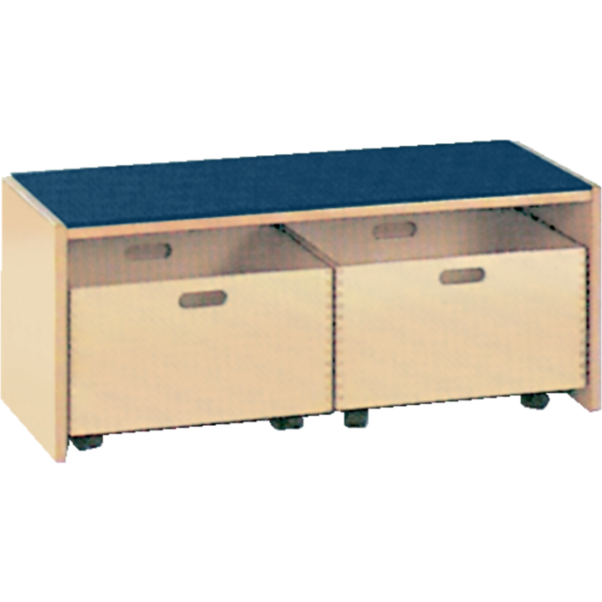 Podiumelement recht 100 × 40 × 35 cm, Ahorn met Tretford bekleding kleur Champignon