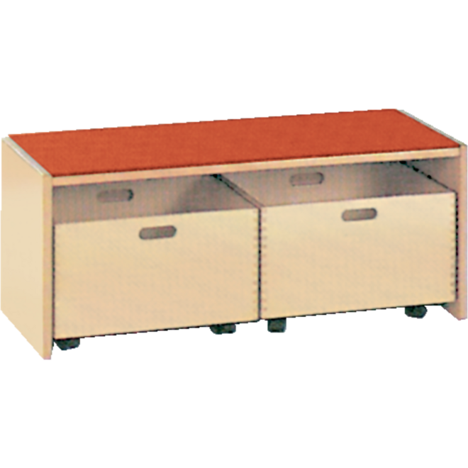 Podiumelement recht 100 × 40 × 35 cm, Ahorn met Tretford bekleding kleur Champignon