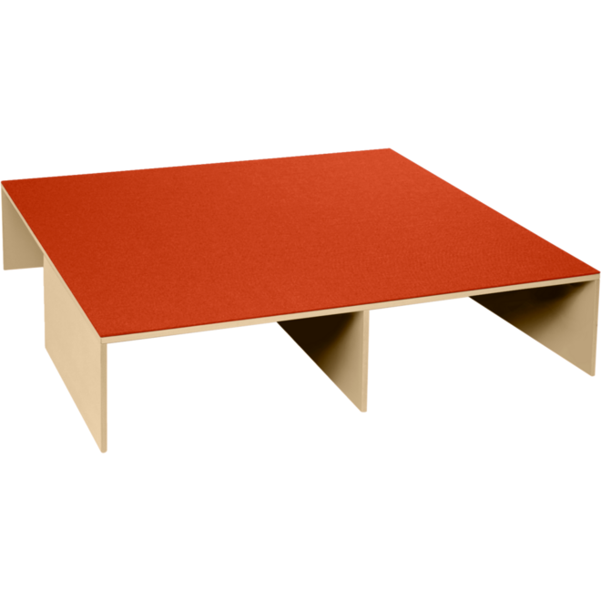 Podiumelement XXL Ahorn,160 x160 x 35 cm, voor 3 rolbakken, bekleed