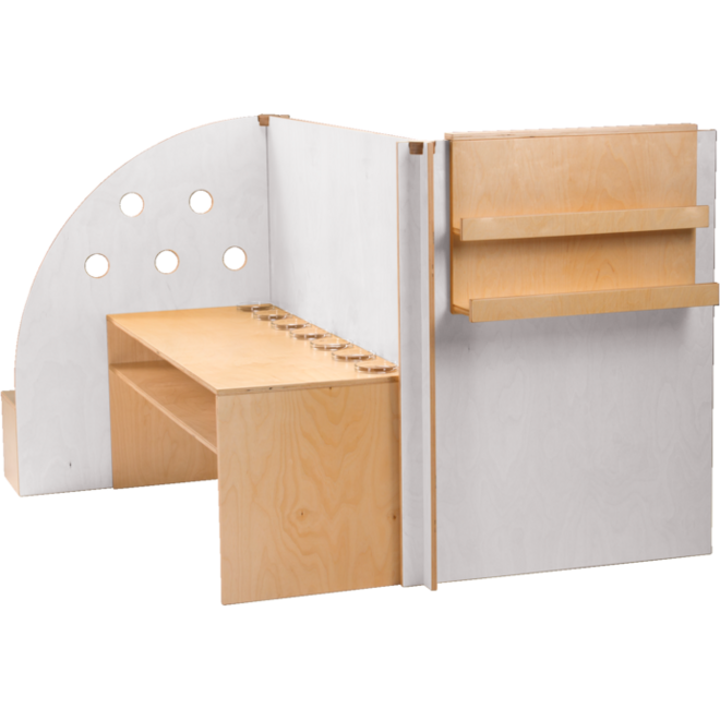 Kinderopvangspeelwand, rollenspel, 129 x 143,5 x 101,5 cm, berkenmultiplex