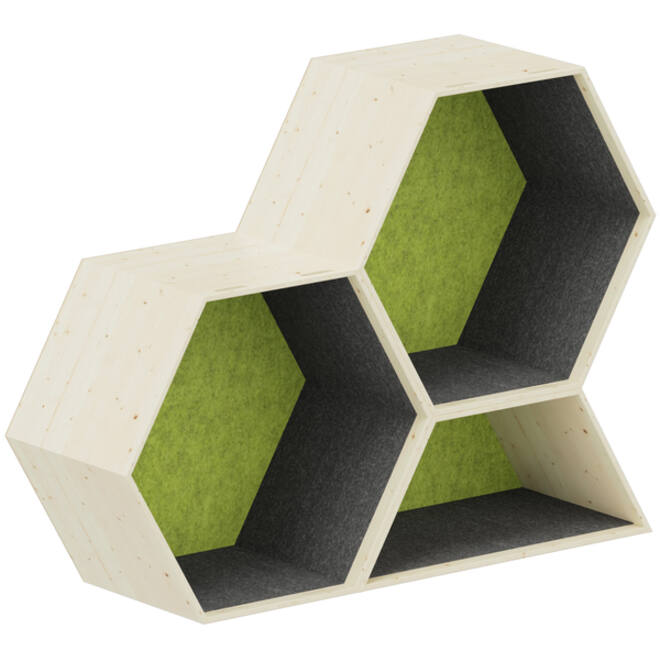 Lernwabe® Flip Set M: 2 hele + 1 halve honingraat M, grijs/lichtgroen
