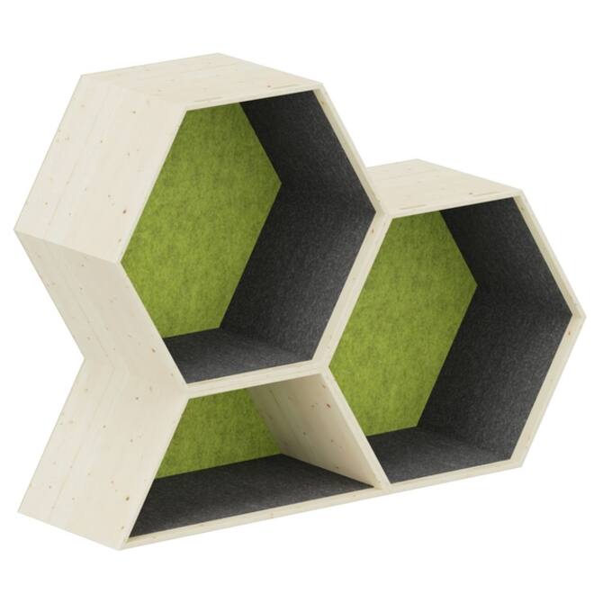 Lernwabe® Flip Set M: 2 hele + 1 halve honingraat M, grijs/lichtgroen (incl. montage)