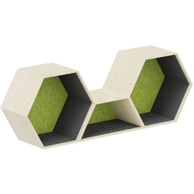Lernwabe® Flip Set M: 2 hele + 1 halve honingraat M, grijs/lichtgroen (incl. montage)