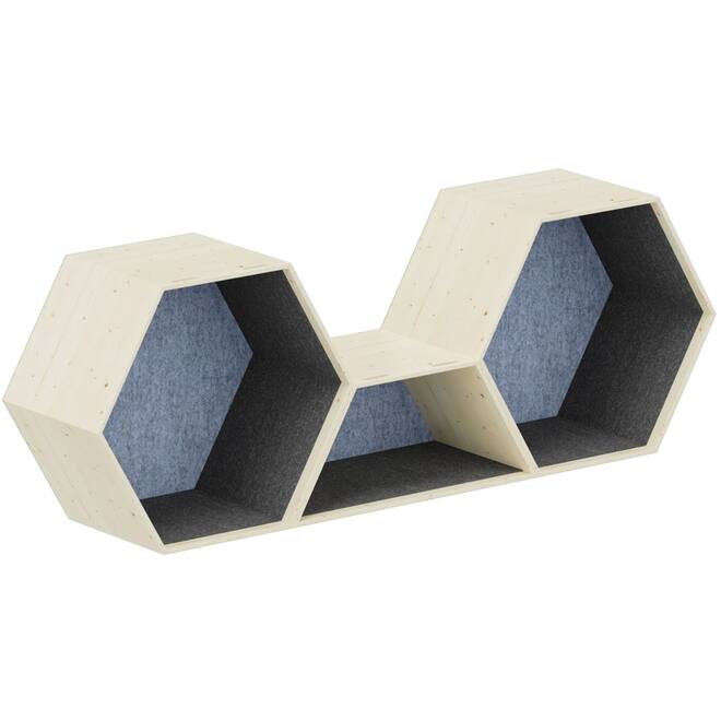 Lernwabe® Flip Set M: 2 hele + 1 halve honingraat  M,grijs/lichtblauw (incl. montage)