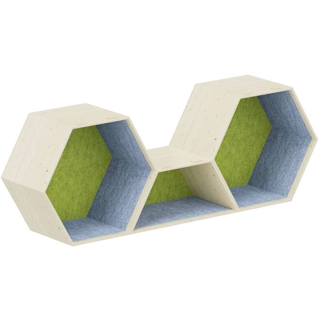 Lernwabe® Flip Set M: 2 hele + 1 halve honingraat  M, lichtbl/lichtgr (incl. montage)