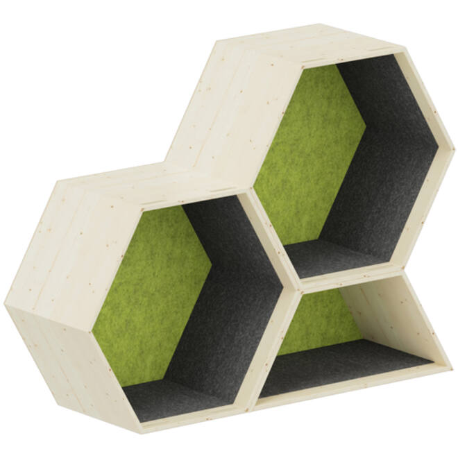 Lernwabe® Flip set S: 2 hele + 1 halve honingraat S, grijs/lichtgroen