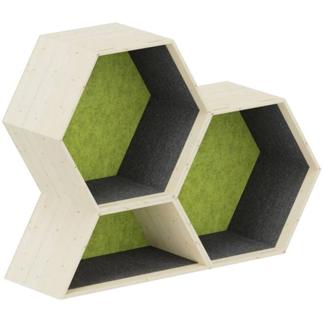 Lernwabe® Flip set S: 2 hele + 1 halve honingraat S, grijs/lichtgroen