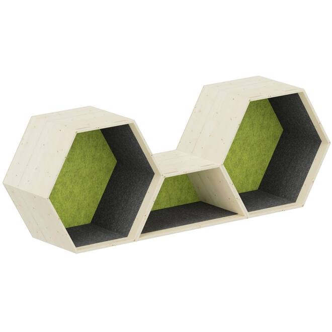 Lernwabe® Flip set S: 2 hele + 1 halve honingraat S, grijs/lichtgroen (incl. montage)