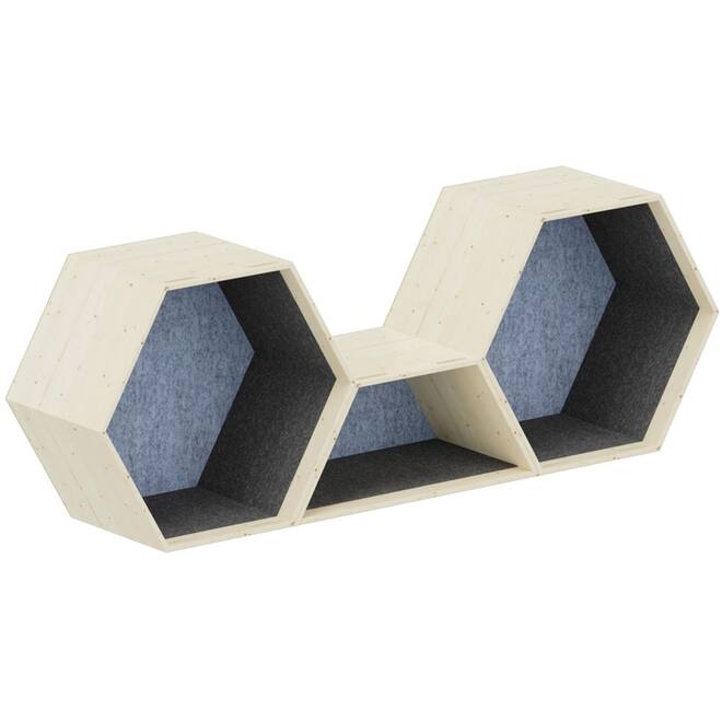 Lernwabe® Flip set S: 2 hele + 1 halve honingraat S, grijs/lichtblauw (incl. montage)