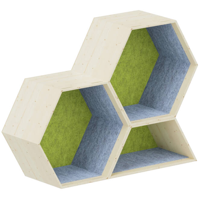 Lernwabe® Flip set S: 2 hele + 1 halve honingraat S, grijs/lichtgroen