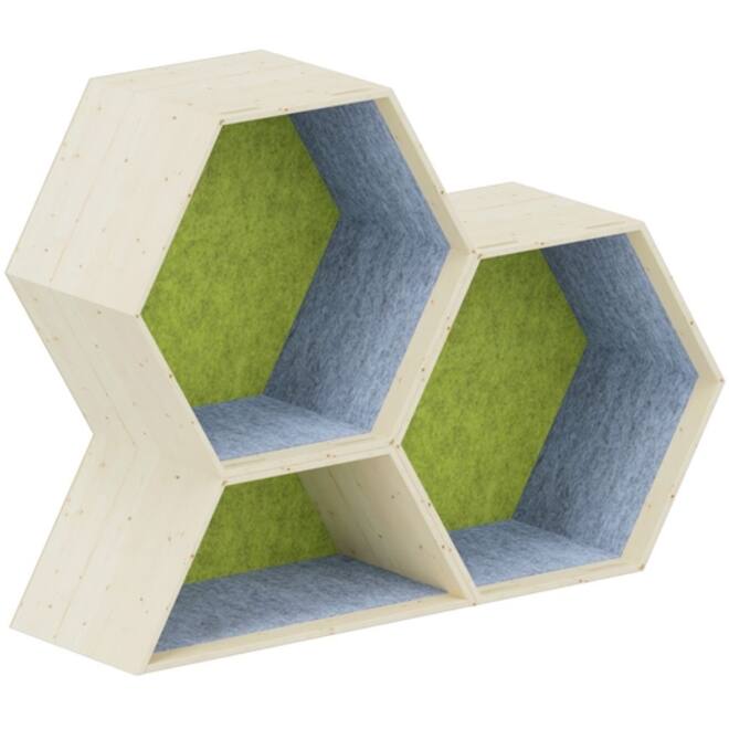 Lernwabe® Flip set S: 2 hele + 1 halve honingraat S, grijs/lichtgroen