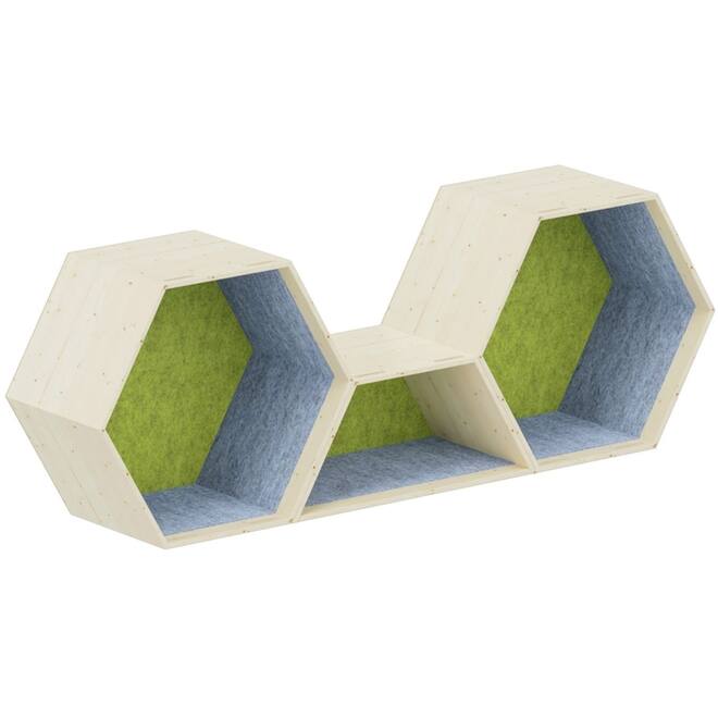 Lernwabe® Flip Set S: 2 hele + 1 halve honingraat S, lichtbl/lichtgr (incl. montage)
