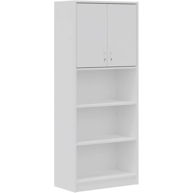 Hoge kast, 77 × 40 × 188,5 cm, 2 deuren boven, 3 legplanken