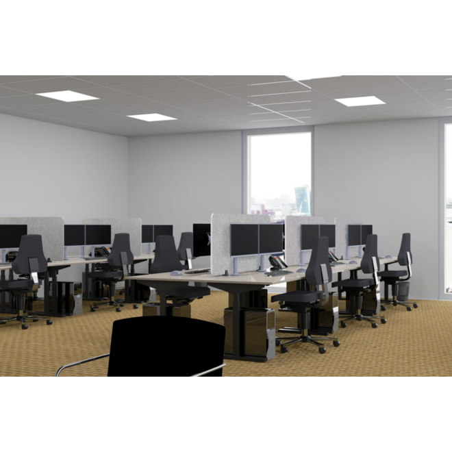 Akoestisch PET-vilt scheidingsscherm bureau, lichtgrijs, 60x160cm
