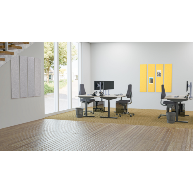 Akoestische PET-vilt wandpanelen, set4, geel, 30x120 cm