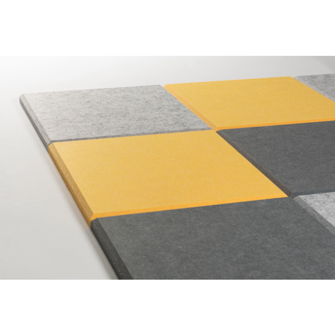 Akoestische PET-vilt wandtegels, set12, combi set geel, 30x30 cm