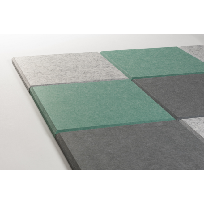 Akoestische PET-vilt wandtegels, set24, combiset petrol groen, 30x30cm