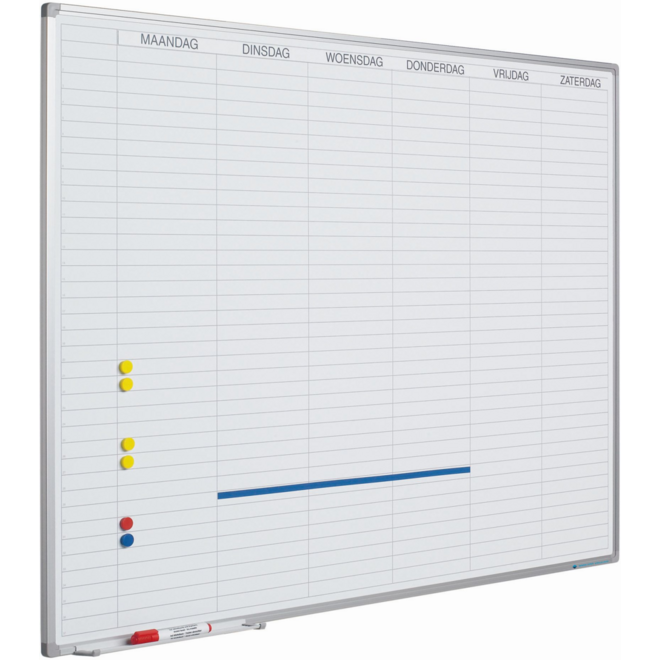 Planbord Softline profiel 8mm Werkdagen, NL incl. dagenstr, 90x120cm
