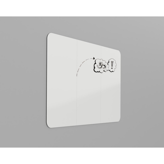 Whiteboard VisuWall met zwarte rand en afgeronde hoeken,  294 × 198 cm