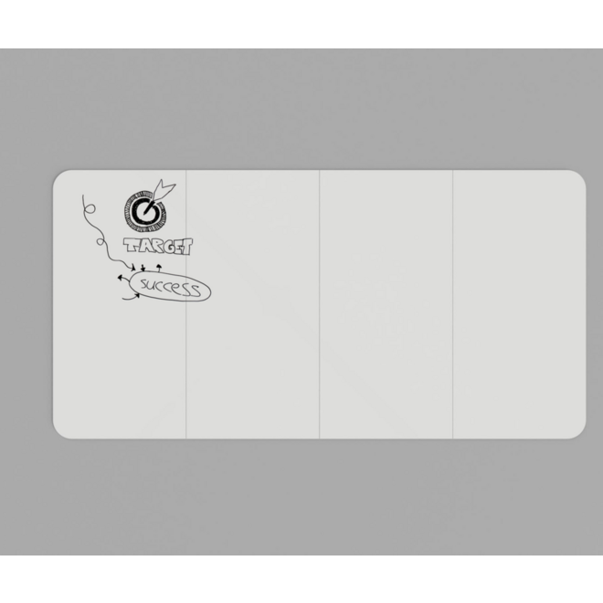Whiteboard VisuWall met zwarte rand en afgeronde hoeken,  392 × 198 cm