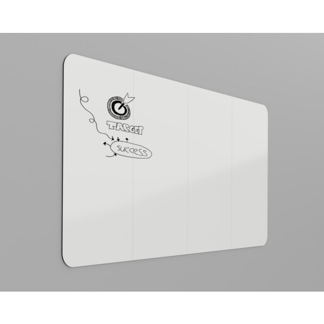 Whiteboard VisuWall met zwarte rand en afgeronde hoeken,  392 × 198 cm