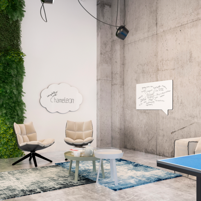 Whiteboard Chameleon emaille gedachtenwolk met zwarte rand 58 × 88 cm