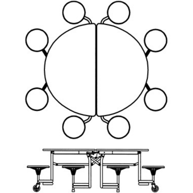 Ronde tafel, 8-zitter H61 136cm x 153cm x 61cm