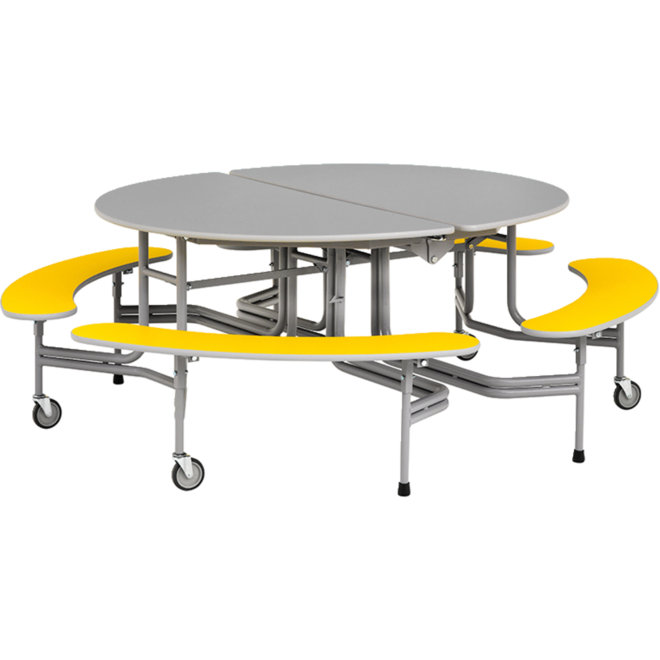 Ronde tafel met banken, 8-zitter H68 136cm x 153cm x 68cm