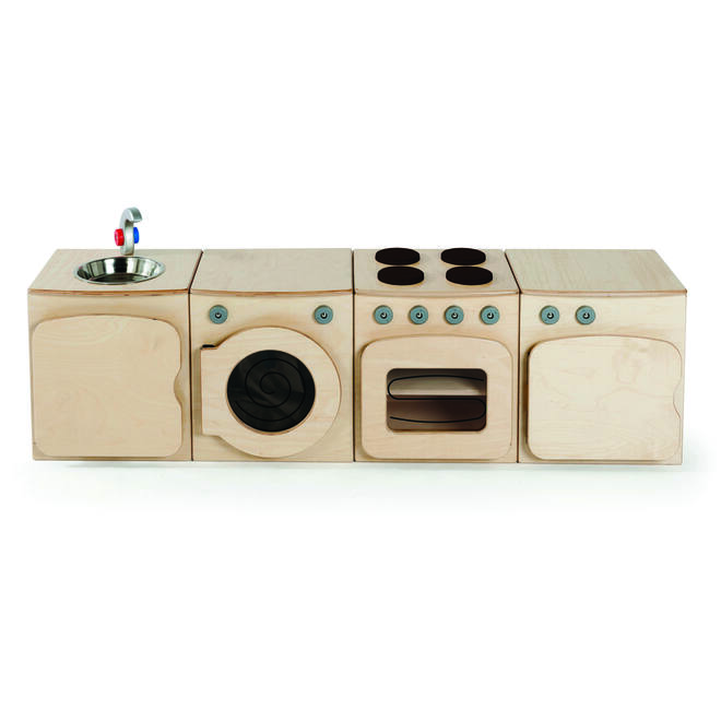 Keukenset, fornuis, koelkast, wasmachine en spoelbak, 40cm (h), PT388