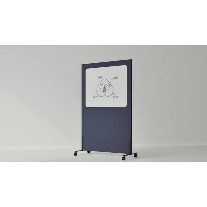 Akoestische whiteboard Silva, 200 x 120 cm, Donkergrijs, verrijdbaar