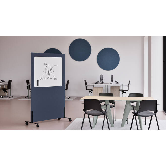 Akoestische whiteboard Silva, 200 x 120 cm, Donkergrijs, verrijdbaar