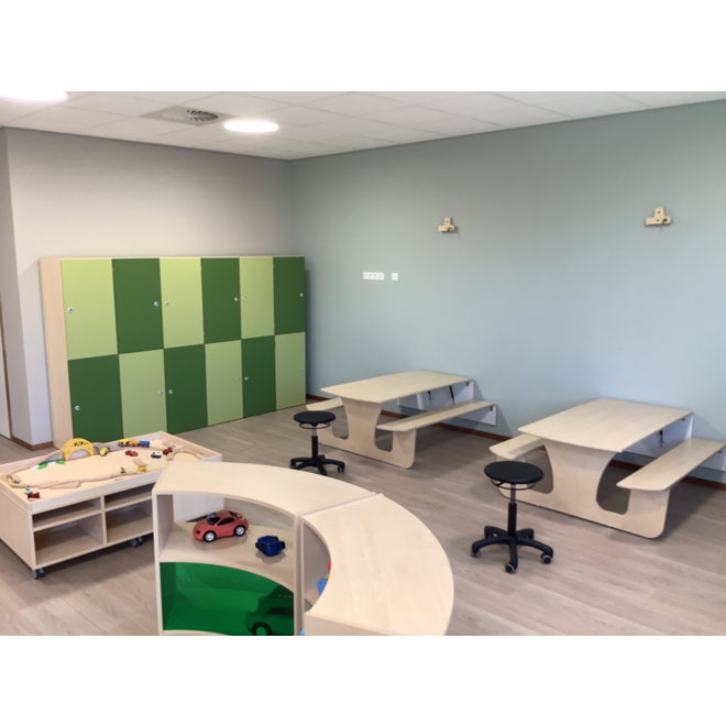 Opklap picknick bank voor binnen L120XB120XH72cm indoor zithoogte 45cm, inclusief montage